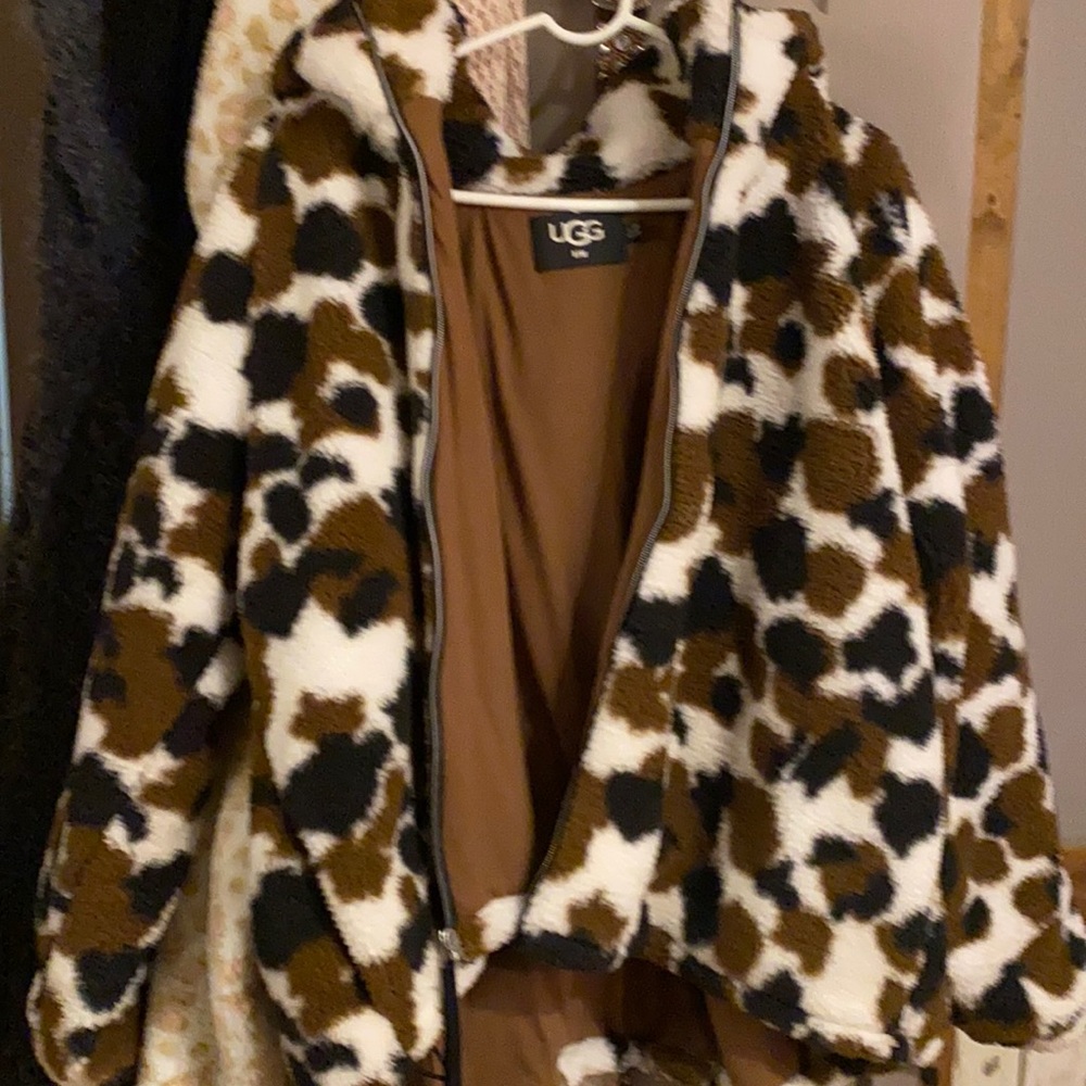 Ugg cow print hooded jacket